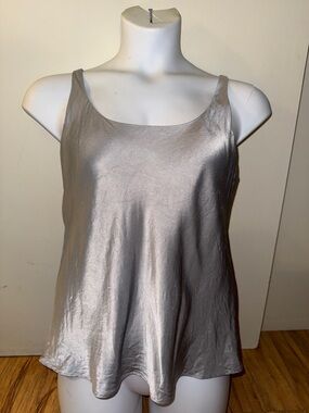 Natori Silver-Gray Silk Satin Scoop Neck Camisole